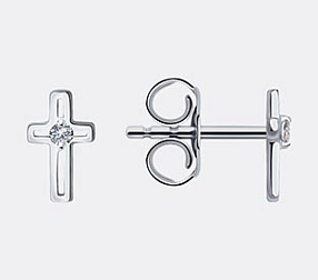 Серебряные серьги с бриллиантами